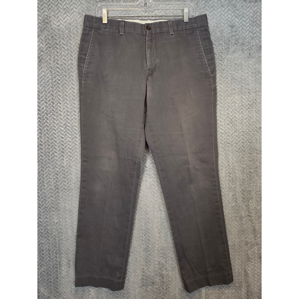 Eddie Bauer Mens Wrinkle Free Slim Fit Chino Pants Dark Gray Charcoal Cotton 33